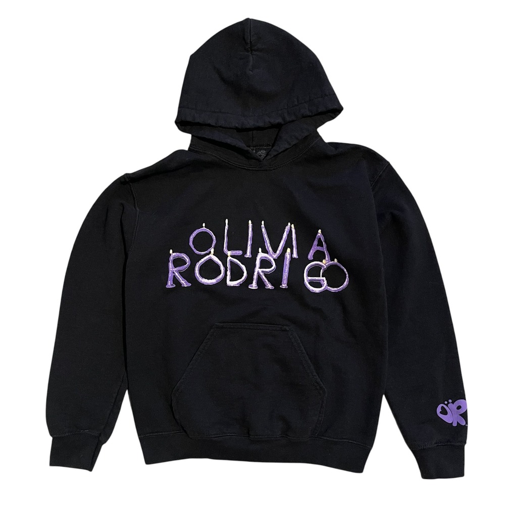 Olivia Rodrigo GUTS Tour Hoodie Black Purple Candle Graphic Mens Small S